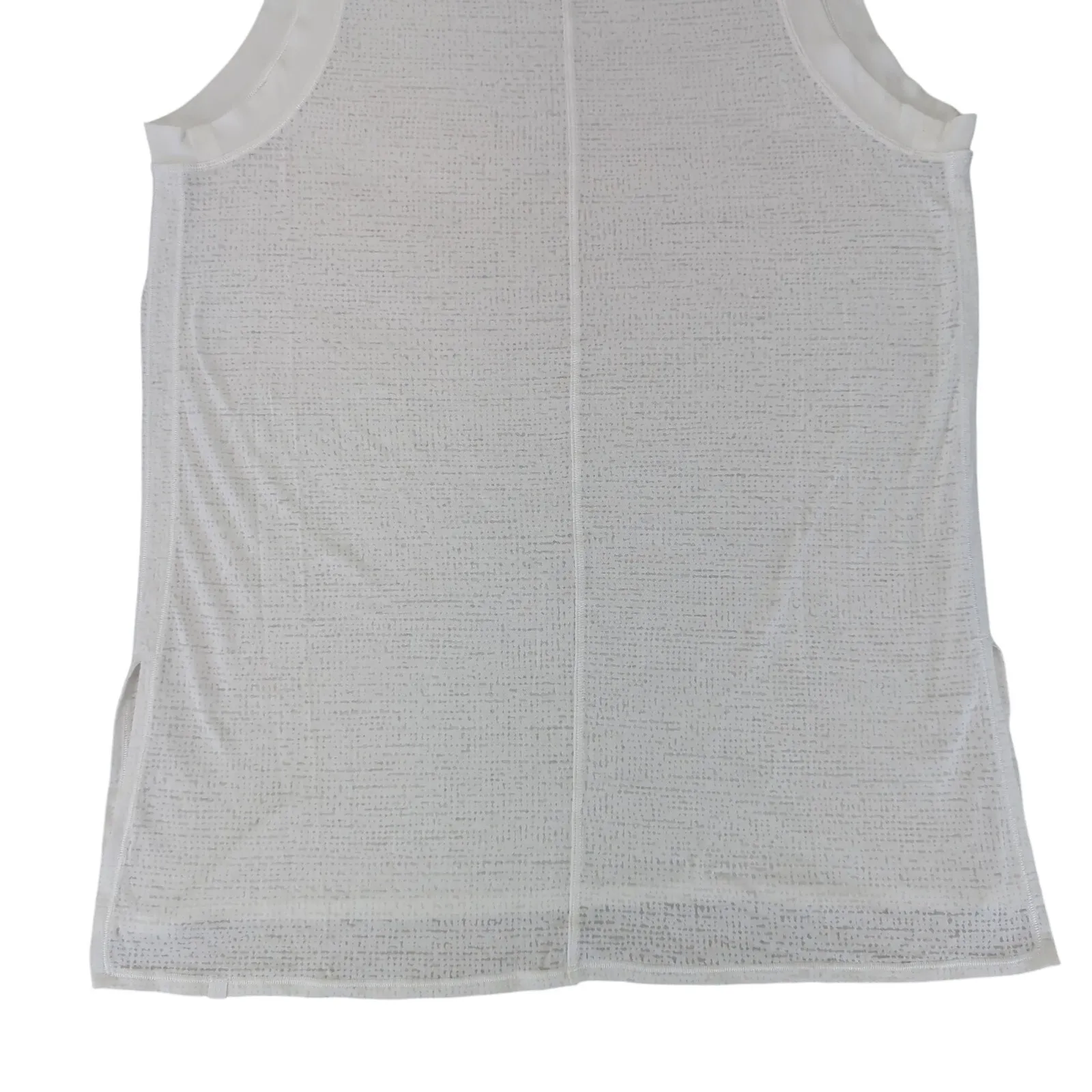 Lululemon White Athletic Tank Muscle Long Line Crew Neck Women's‎ Size 8 Sheer - Image 6