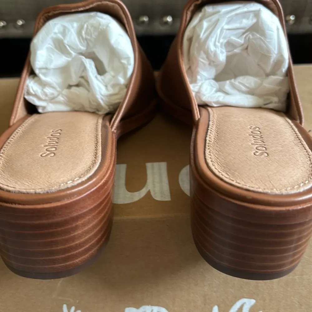 New women’s Soludos Sz 6 brown leather transitional casual Venetian mules shoes - Image 12