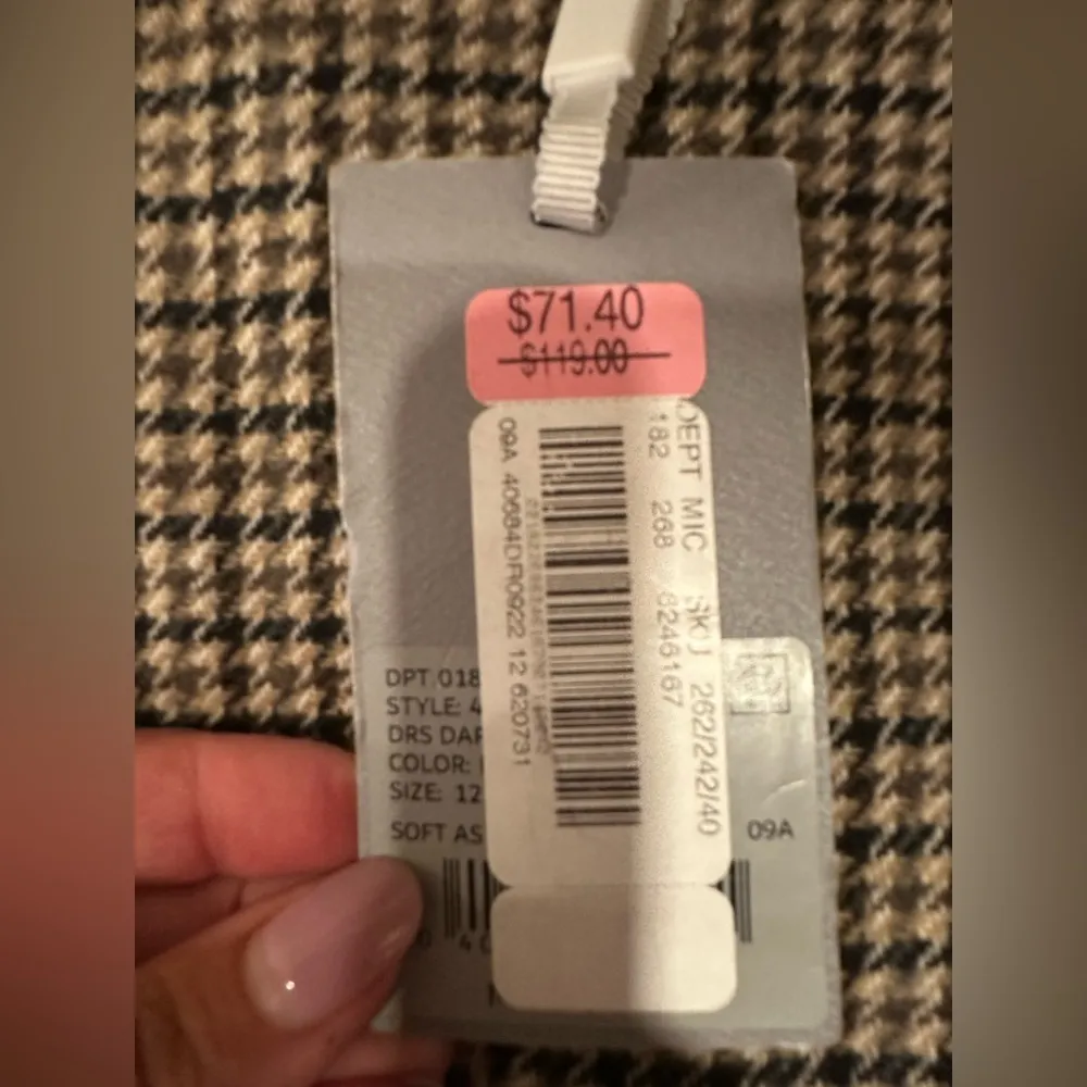 NWT PRESTON & YORK HOUNDSTOOTH TAN COLOR DRESS long sleeve with front pockets - Image 6