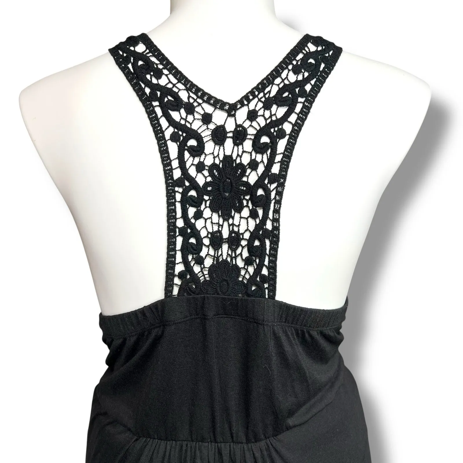 Vintage Torrid Womens Maxi Blouson Sundress V Neck Sleeveless Lace Back Black 4X - Image 5