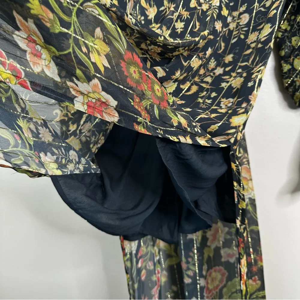 NEW Rococo Sand Hana Kaftan Dress Womens M Floral Printed Flowy Boho Maxi Black Size M - Image 7