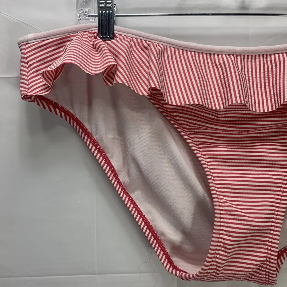 Time And Tru Seersucker Striped Red and White Bikini Bottoms Swim NWT Size XL - Image 2