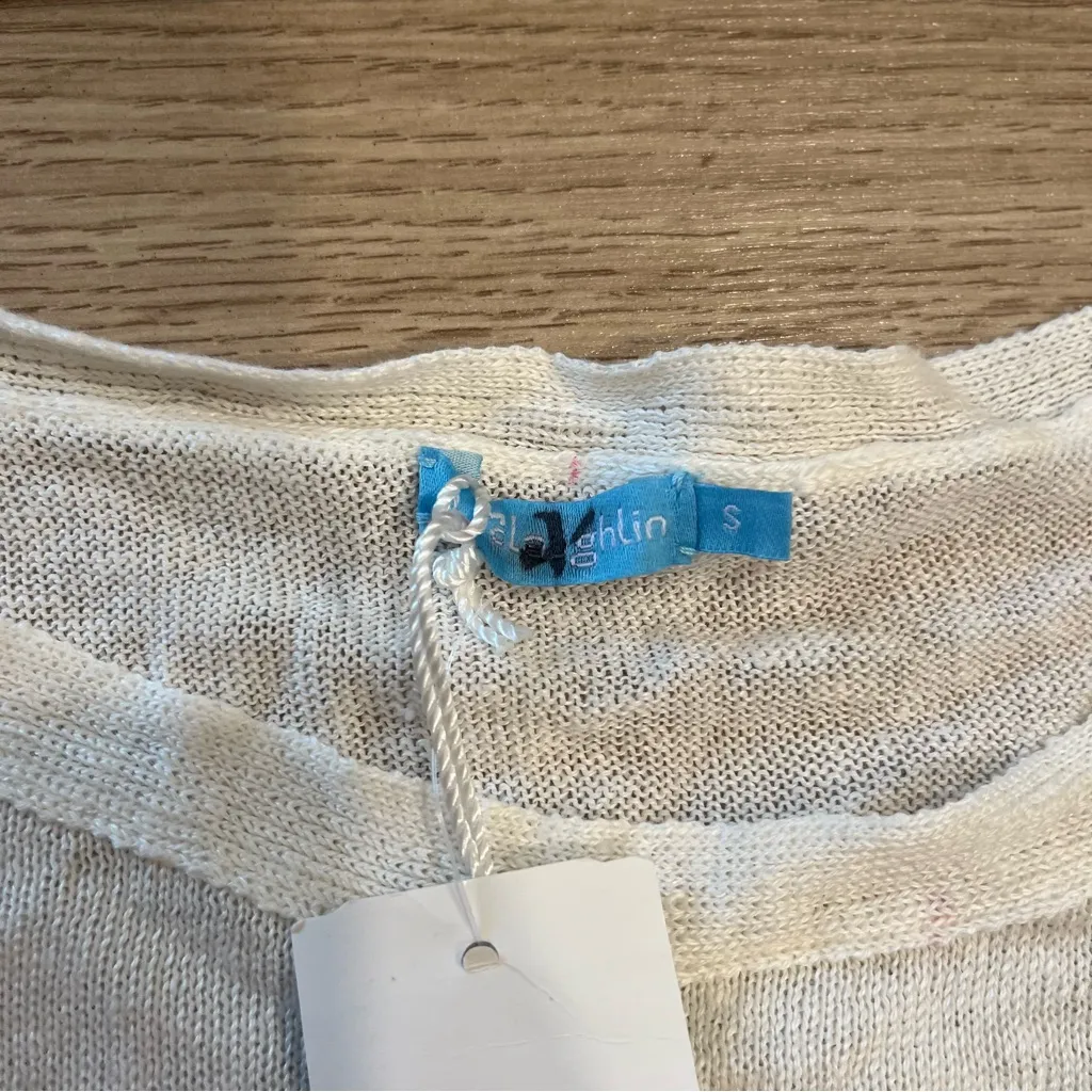 NWT J. McLaughlin Alva Sweater White Solid 100% Linen Knit Top Size S - Image 2
