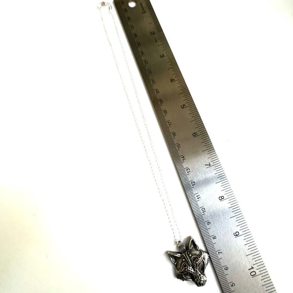 Silver tone wolf pendant necklace - Image 7