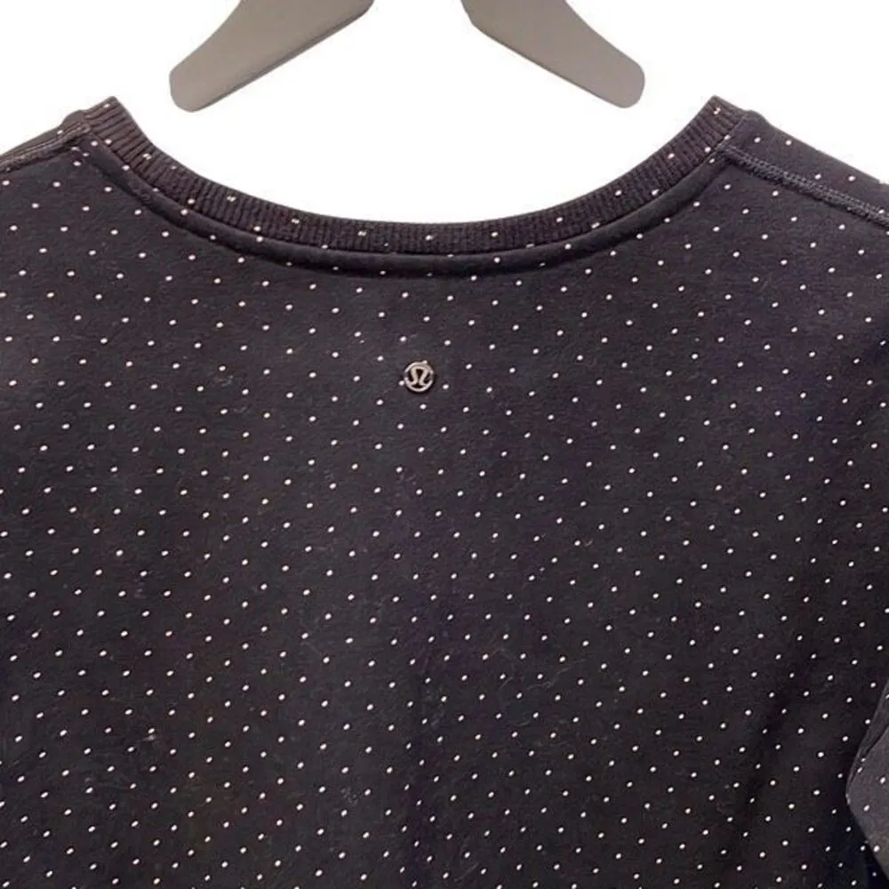 Lululemon Womens Polka Dot Crew Neck Fleece Pullover Sweatshirt Black Size 4 Blue - Image 6