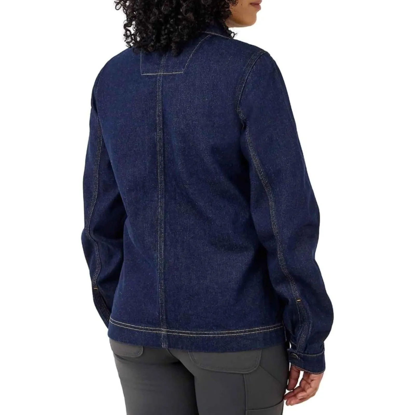 Carhartt NWOT Womens New M Denim Chore Coat Jacket Jean Blue Pockets Logo Relax - Image 2