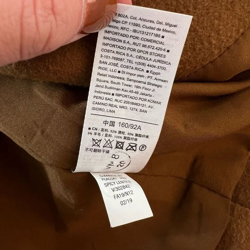 Old Navy  Brown Double Breasted Spread Collar Pea Coat Size Medium Petite - Image 9