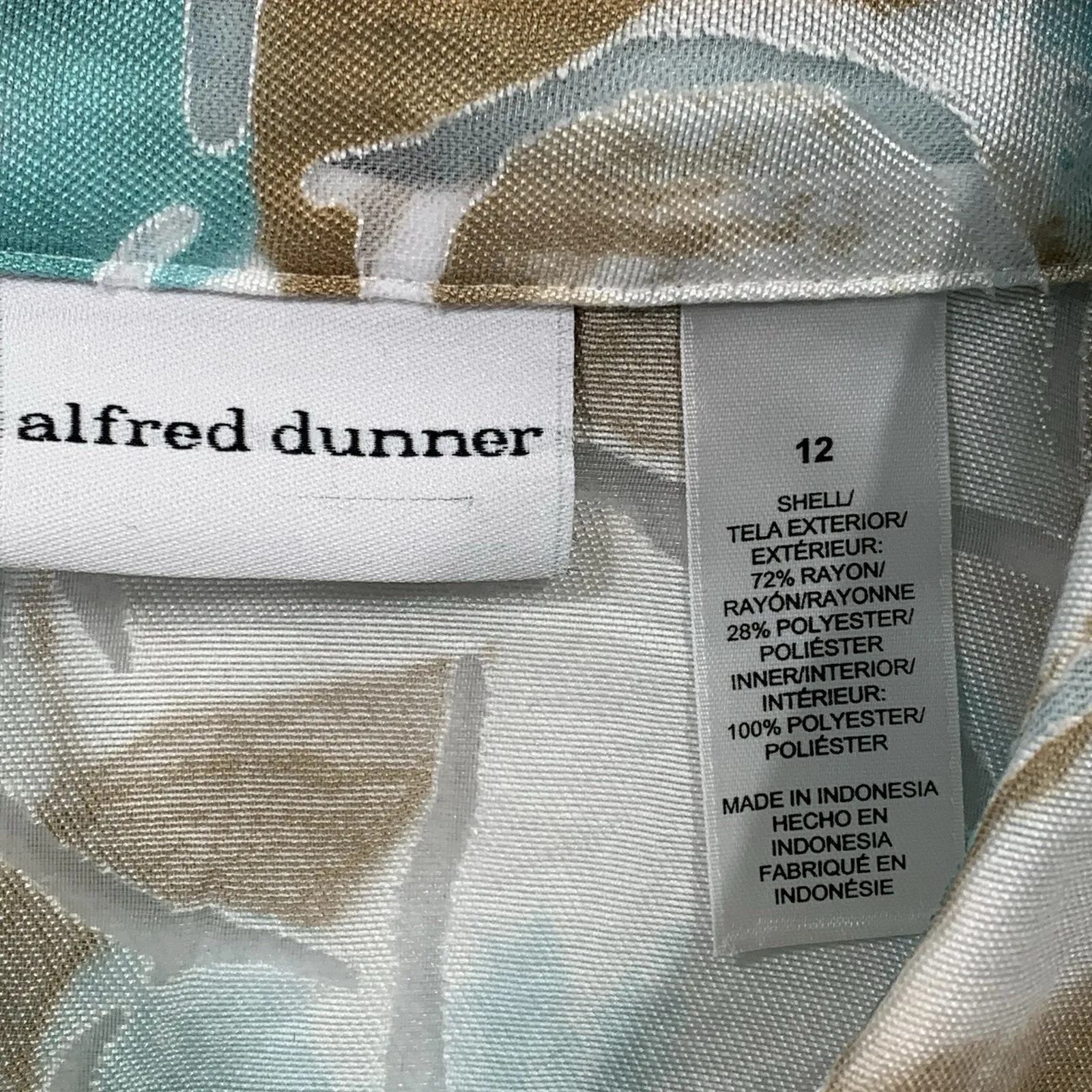 ALFRED DUNNER ~ Blouse Women Sz 12 Semi Sheer Floral Button Up w Tank Top - Image 2