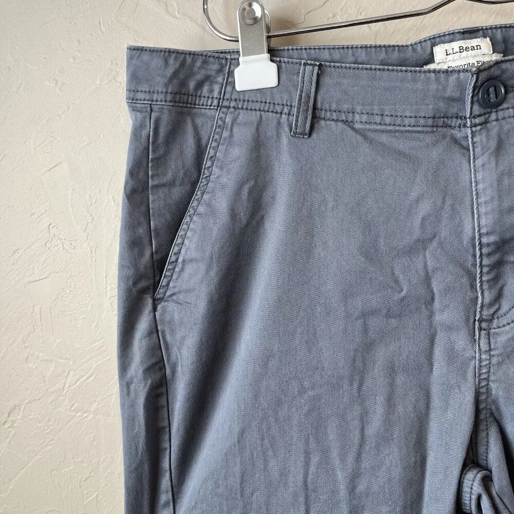 LL Bean Khaki Pants Women's Size 14 Petite Classic Fit Blue Flat Front Loose Gray - Image 3