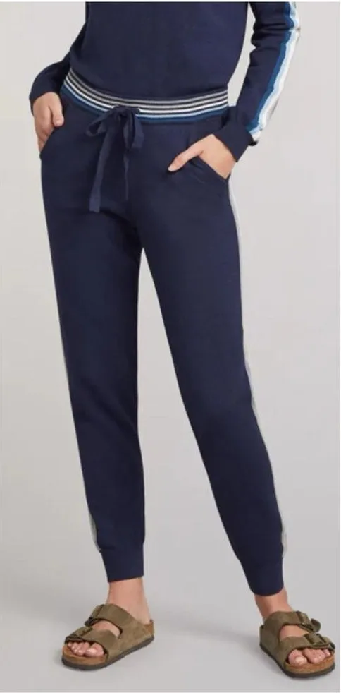 Faherty Surf Sweater Cashmere Blend Knit Jogger Pants Size Small Mist Stripe - Image 1