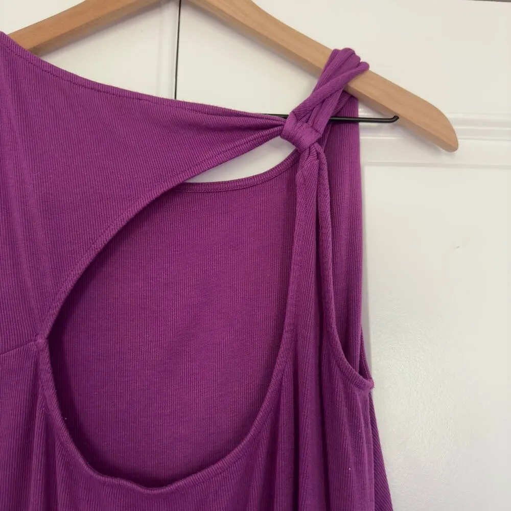 Free People Ribbed Open Cutout Back tank top twist should sleeveless stretch S - Image 3