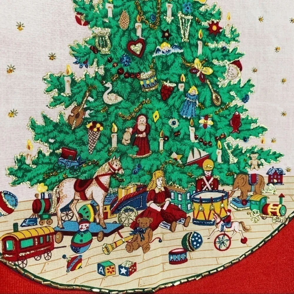 Vintage Hand beaded Christmas Sweatshirt Size L - Image 5