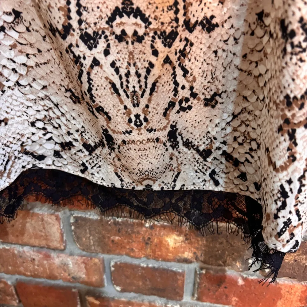 Rachel Zoe womens animal print lace trim cami tank top tan S - Image 3