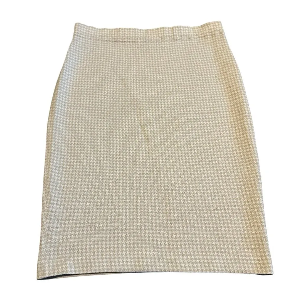St. John Collection Cream White Houndstooth Pencil Skirt Knit Size 2 Women's - Image 5