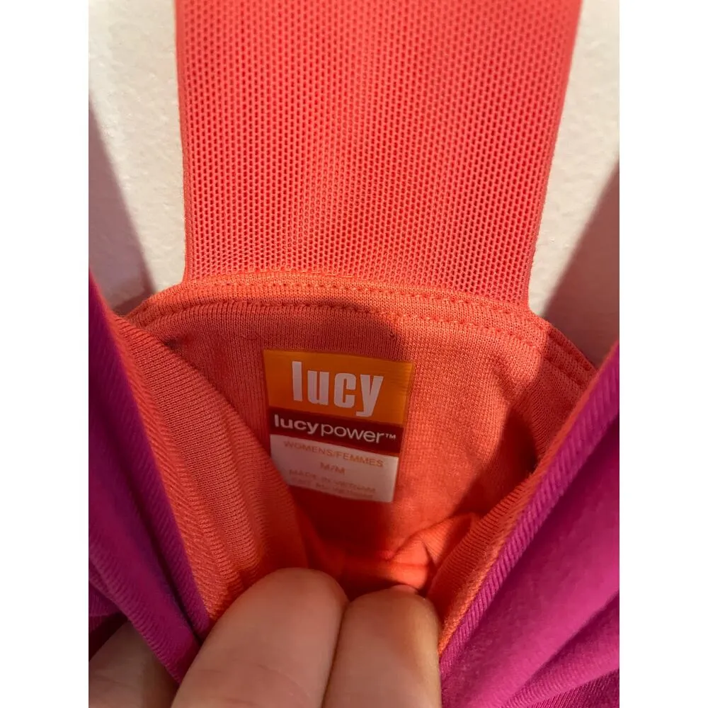 Lucy fuschia and orange workout top size medium Pink - Image 2