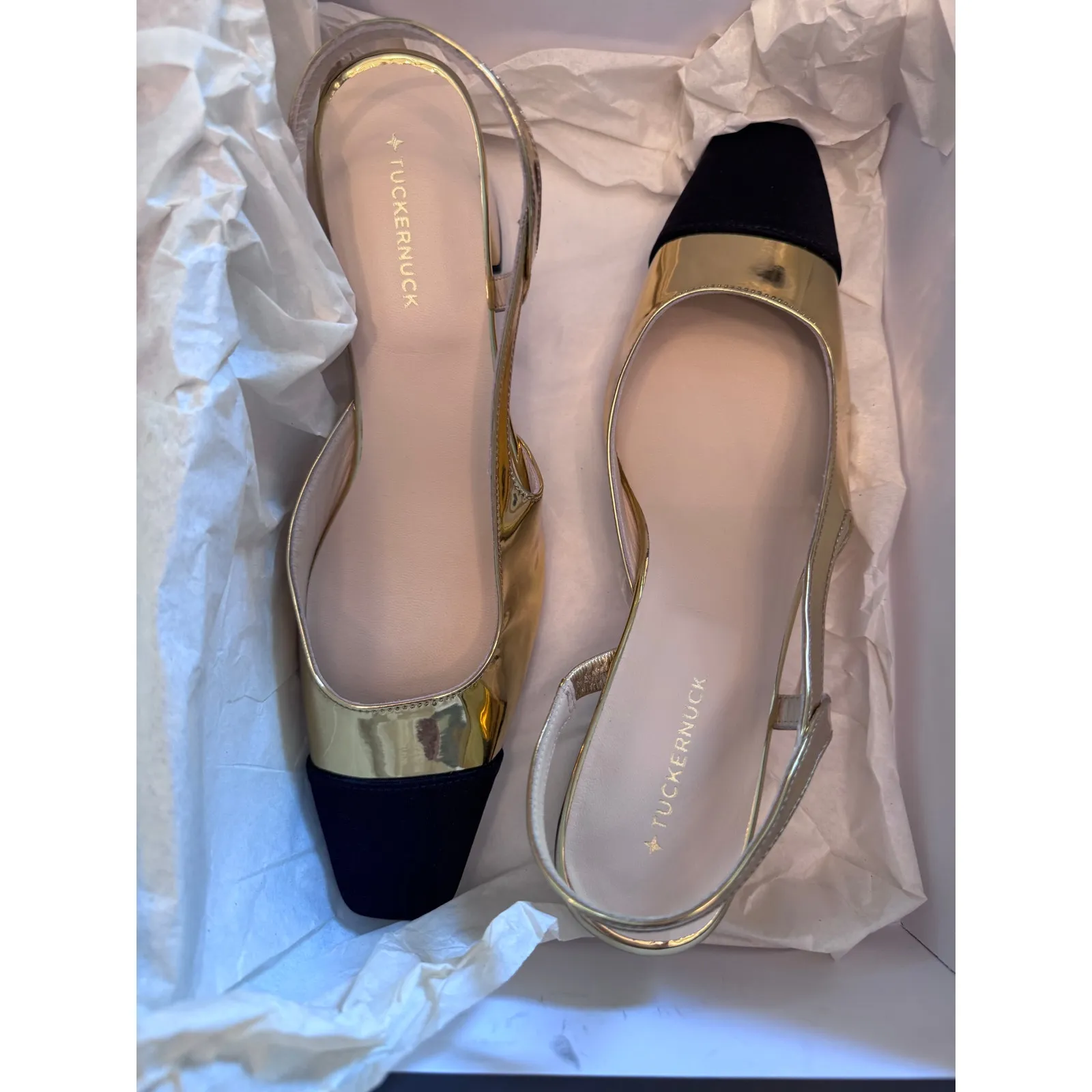 Tuckernuck Gold Tinsley Slingback Heels size 8.5 new in box - Image 8