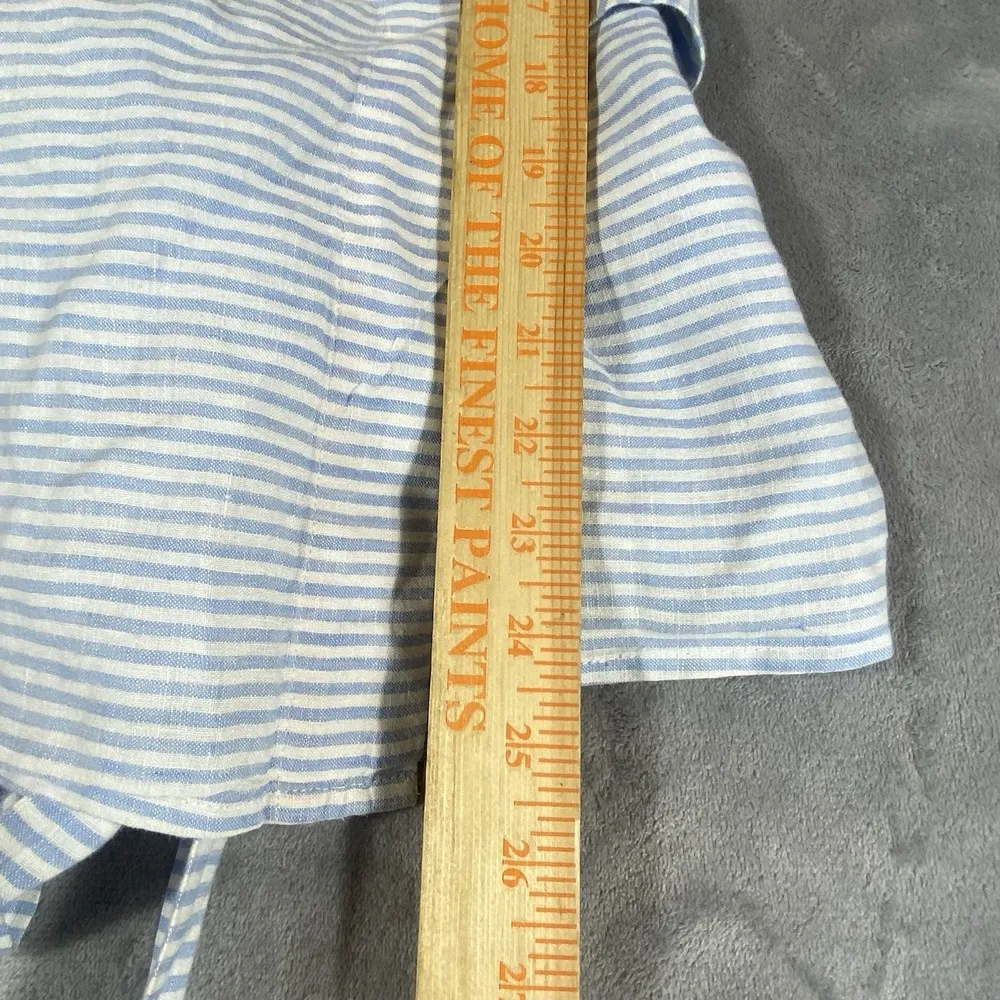 Vineyard Vines Linen Wrap Top Women's Small Blue Stripes Beach Nautical Summer - Image 8