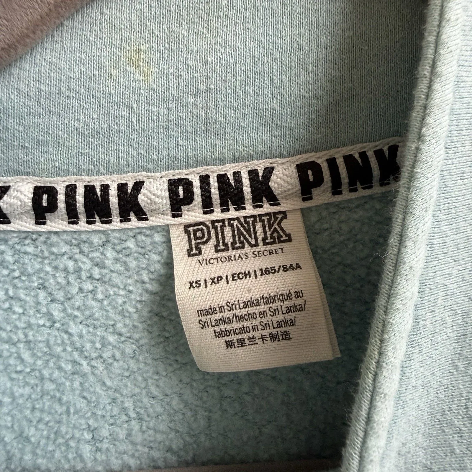 VICTORIA'S SECRET PINK 1/4 Zip Tunic Mock Neck Sweatshirt Top Blue Size XS - Image 4