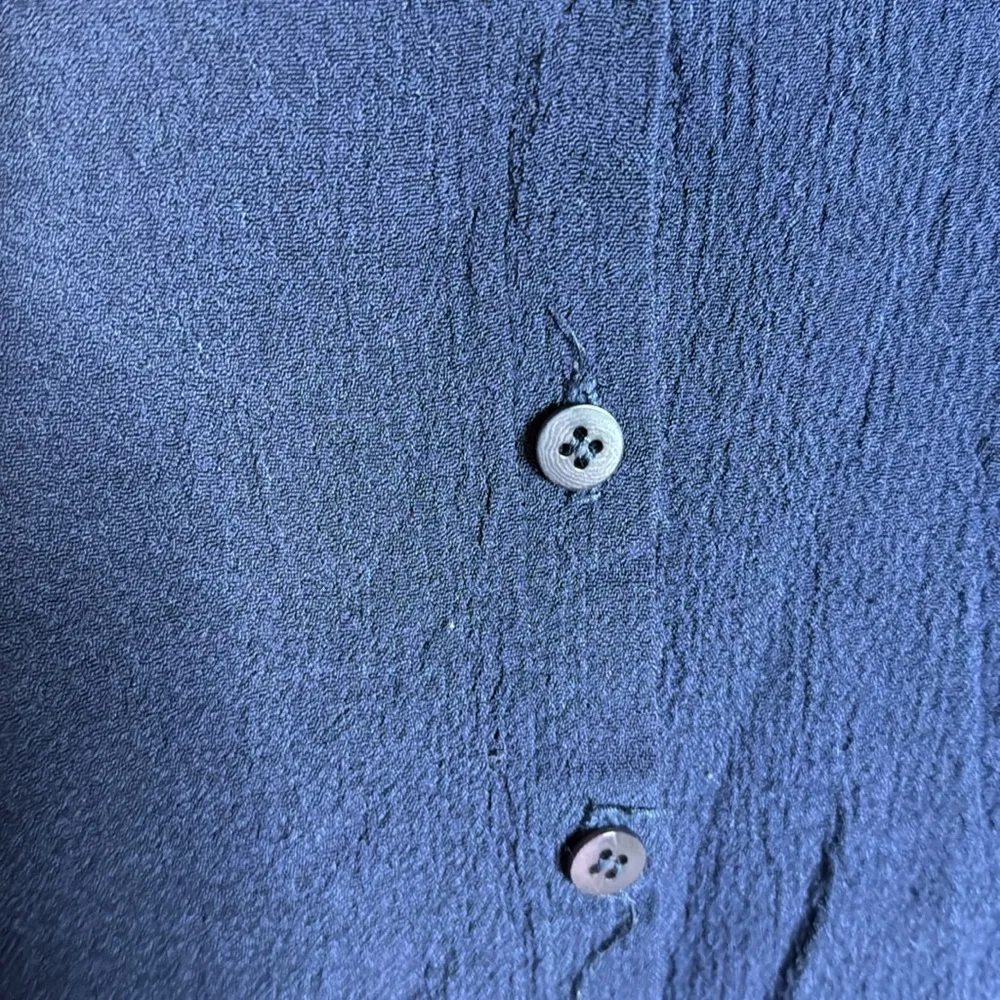 Eileen Fisher Petite Navy Blue Button Down Top Size Petite Small - Image 3