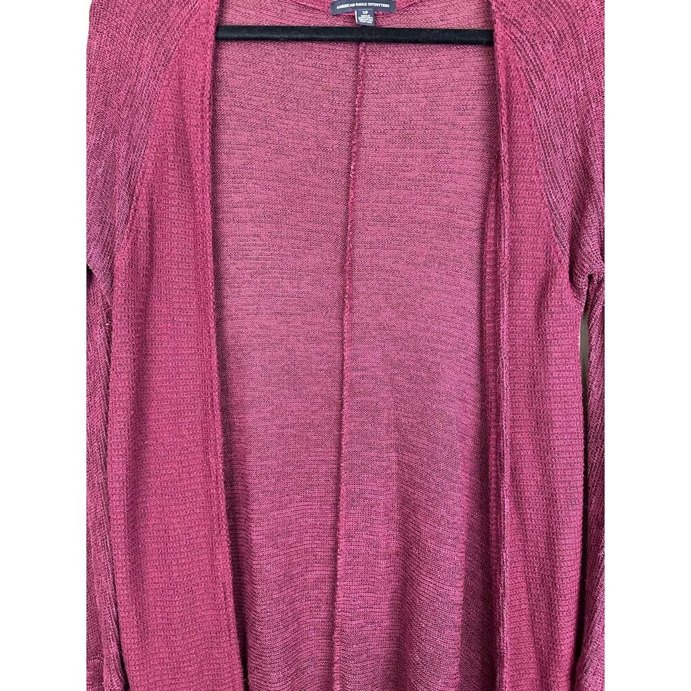 American Eagle Outfitters Long Sleeve Purple Plum Open Front Cardigan Size Small - Image 3