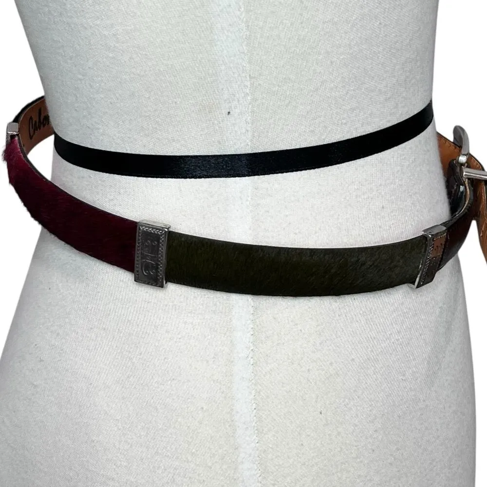 Brighton Cabonas Leather Belt Womens M 30 Multicolor Horse Hair Concho Western - Image 4