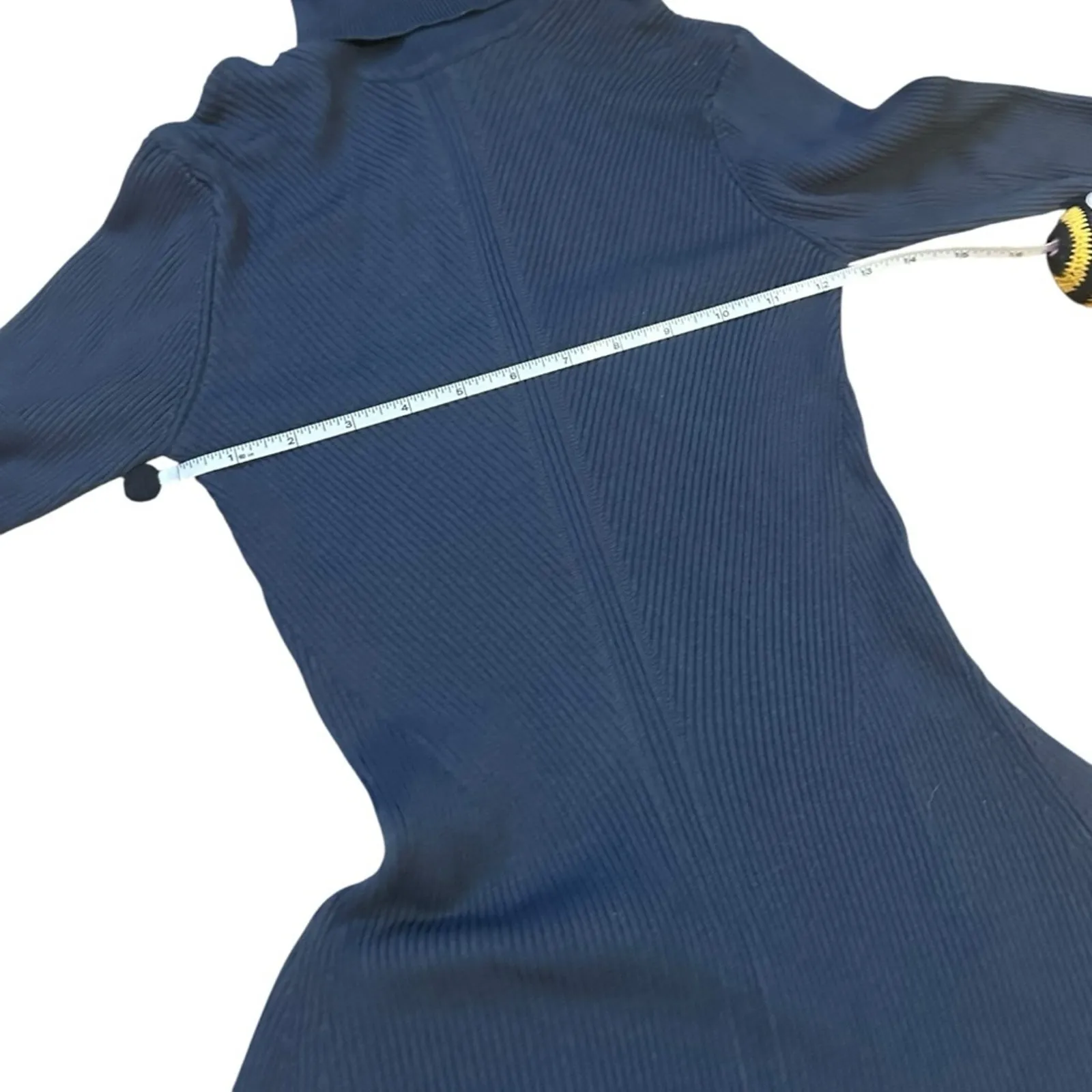 Zara Blue Ribbed Turtleneck Sheath Dress e - Image 6