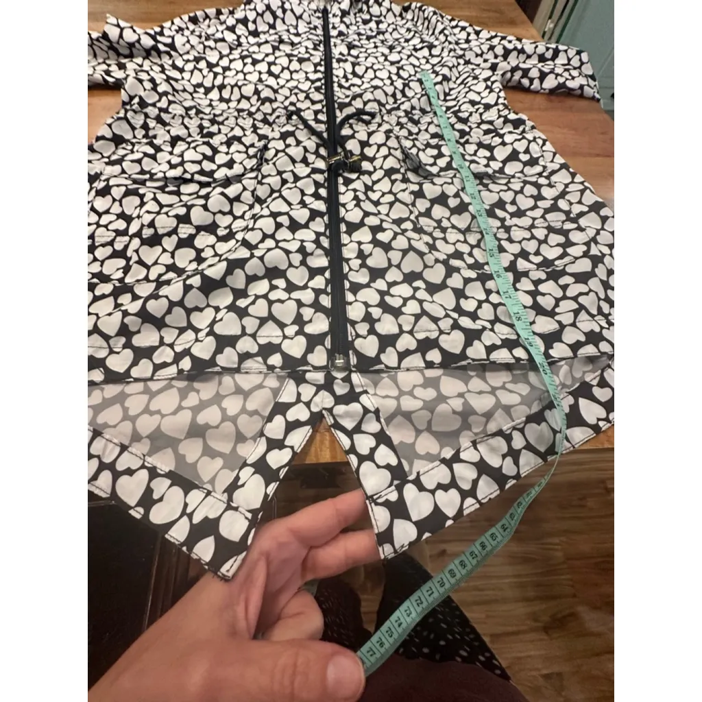 Women's Brave Soul Black & White Heart Print Rain Jacket Size 14 - Image 11