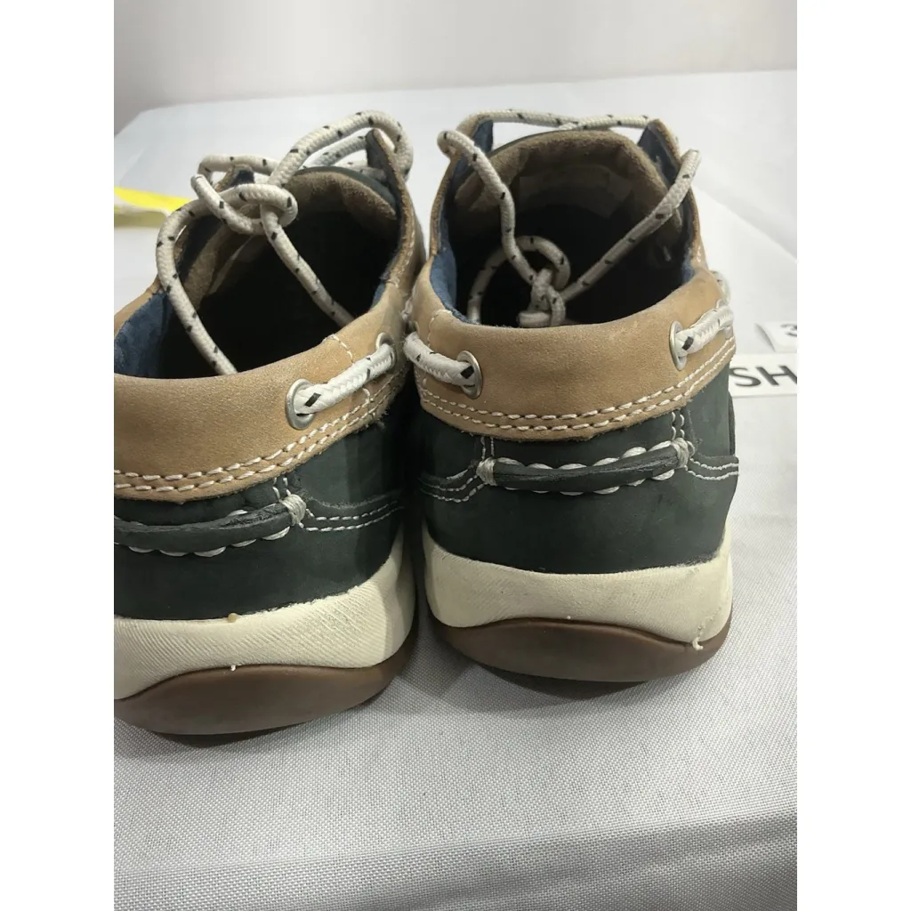 Womans Rockport Works Boat Shoes Productive Foot Wear 8 M Blue Tan Lace Up - Image 4