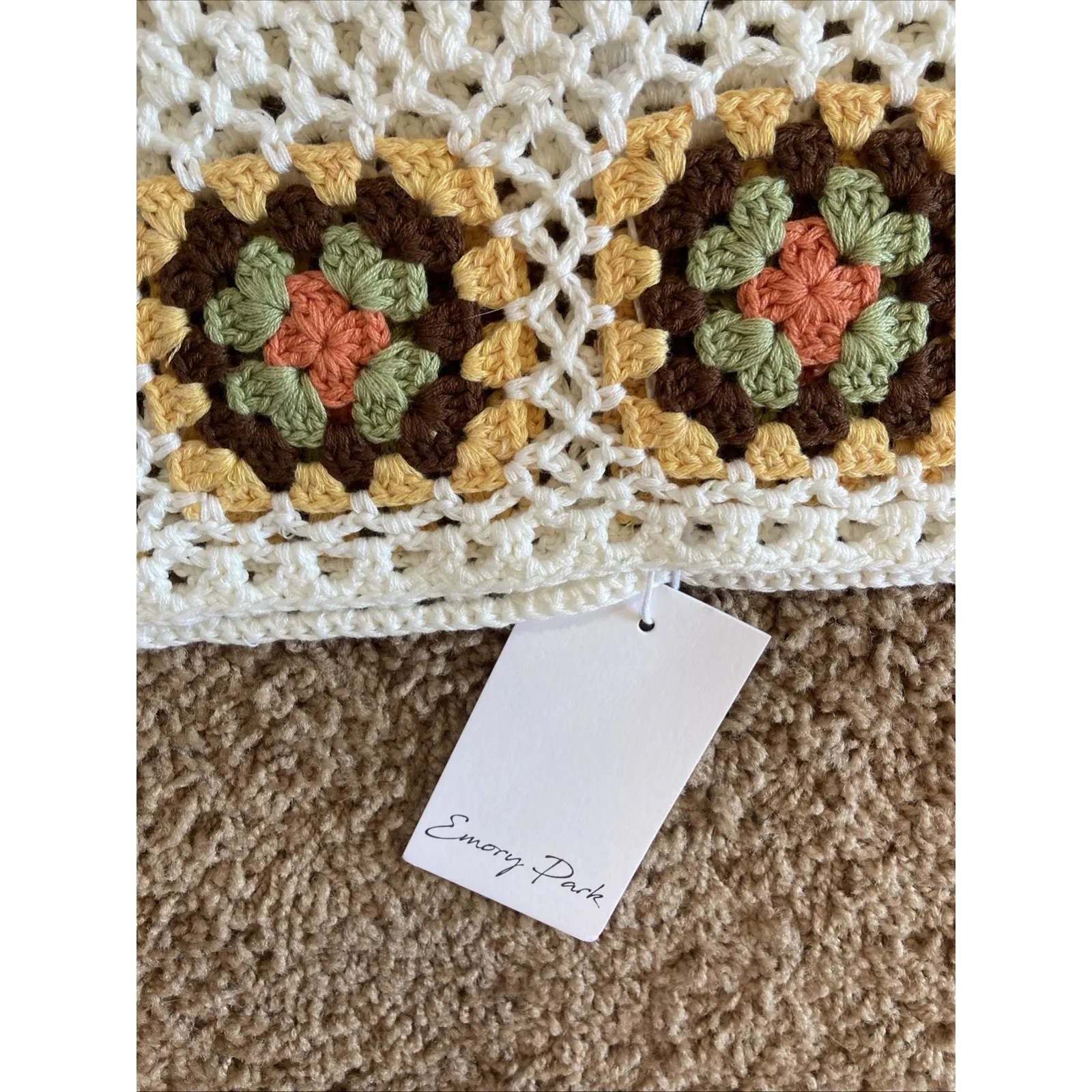 Emory Park‎ Crochet Boho Festival Granny Square Halter Tank Top Shirt Small NEW - Image 5