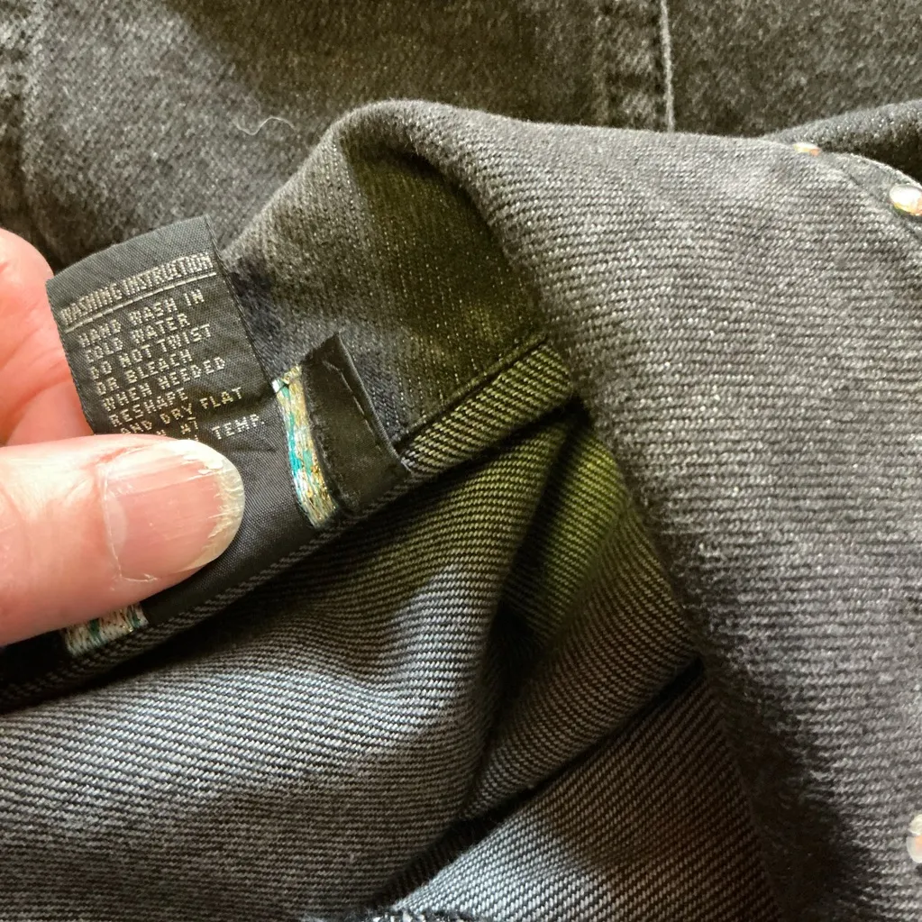 Vintage 90s studded black jean jacket - Image 3