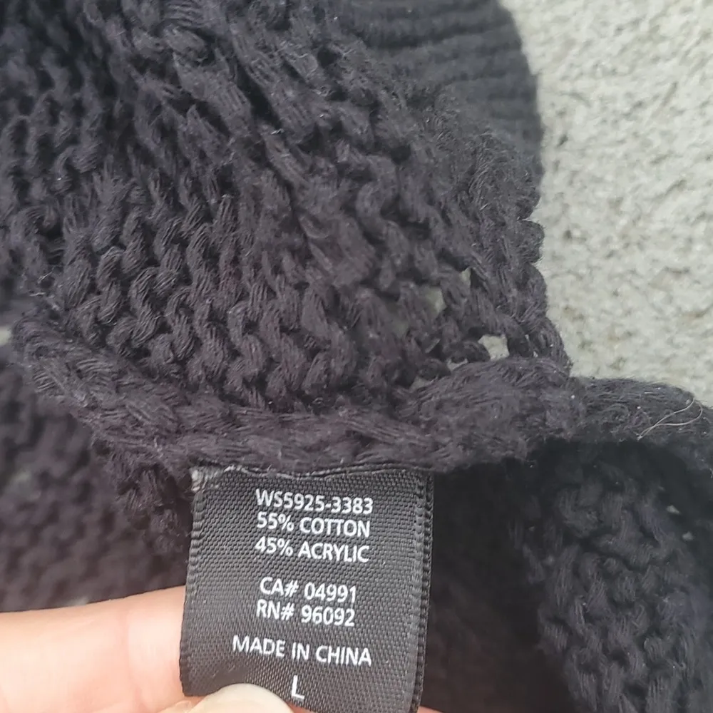 Willi Smith  Black Open Knit Sweater Size Large - Image 11