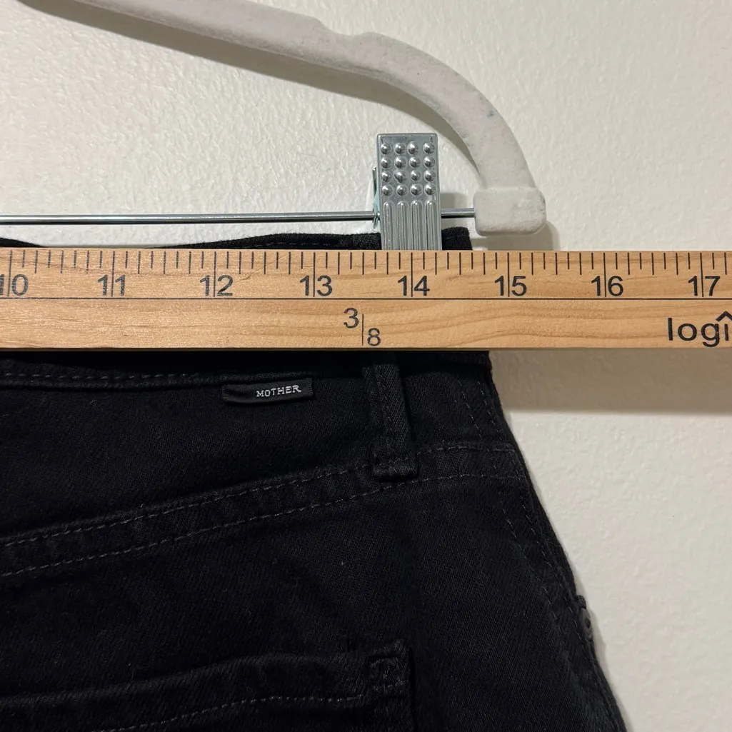 Mother High Waisted Smokin' Double Micro Fray Skirt in Pitch Black Denim Size 29 - Image 9