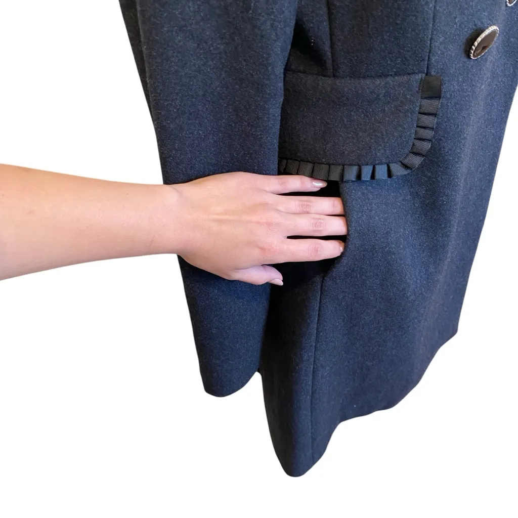 Betsey Johnson Wool Longline Coat In Dark Grey Size 8 - Image 5