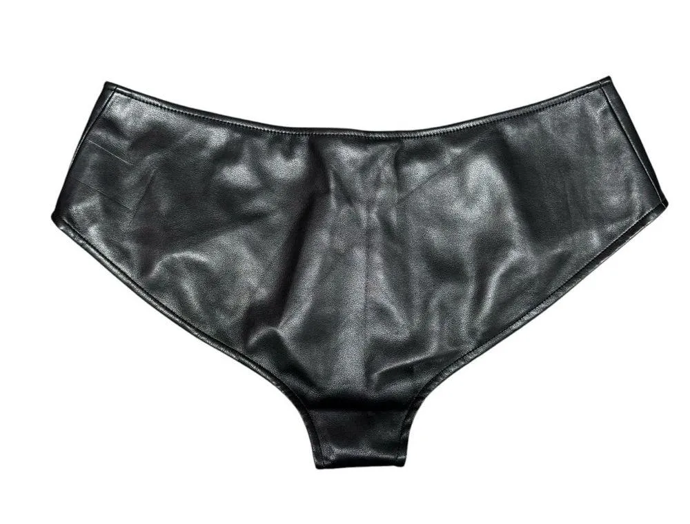 NEW Kim Shui Hot Shorts K Initial Zipper Faux Leather Black Large L NWT - Image 6