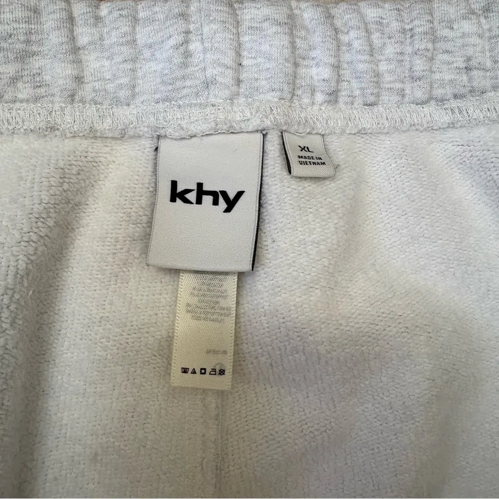 Khy by Kylie Jenner Fleece Straight Leg Pant Light Heather Gray Sweatpants XL - Image 3