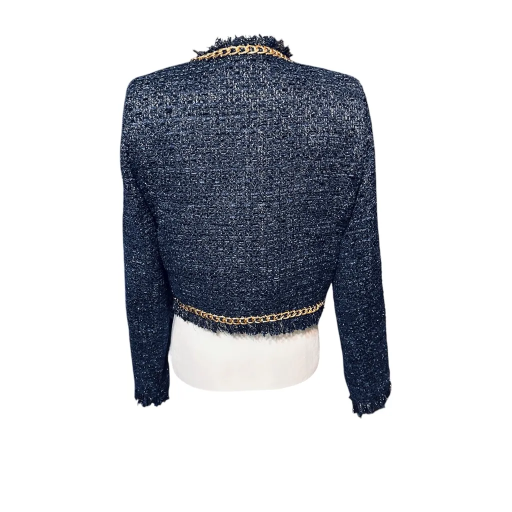 Christian Lacroix Blue and Gold Tweed Jacket Size  Medium - Image 12