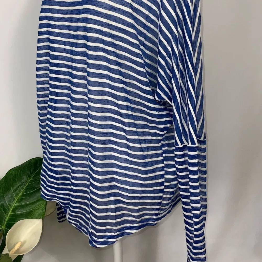 Double Zero Blue & White Stripes Dolman Sleeves Lightweight Top M - Image 11
