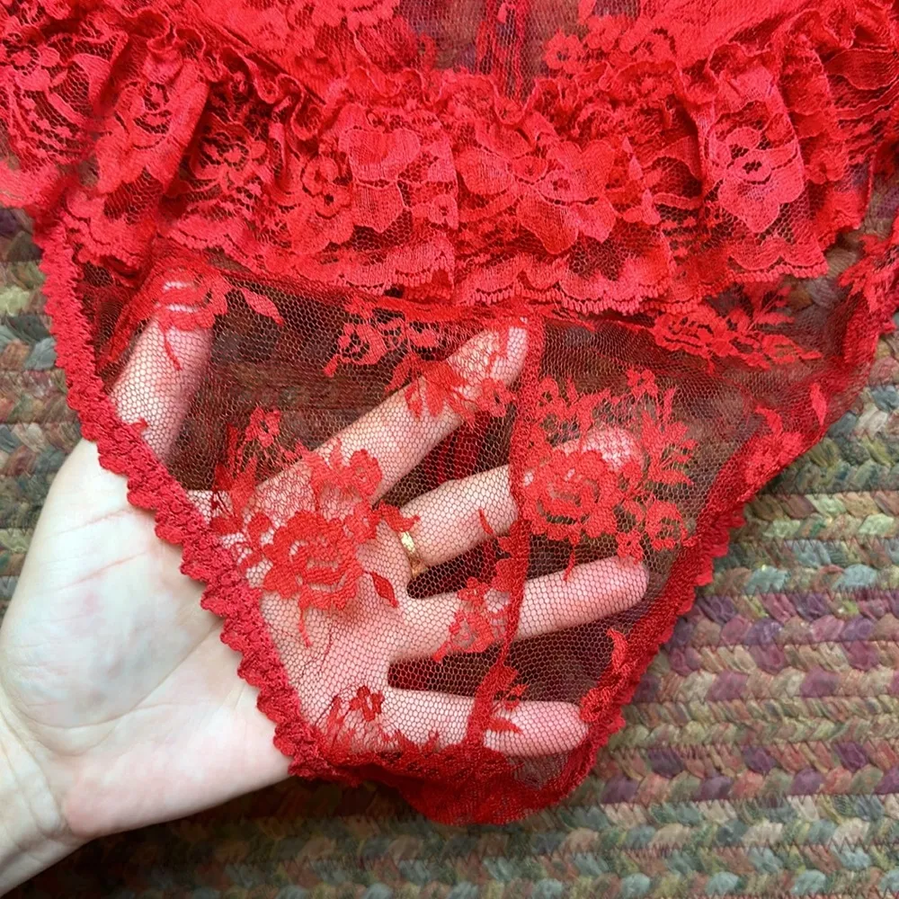 VTG RED LACE FREDERICKS OF HOLLYWOOD BUSTIER SEXY LINGERIE BODYSUIT - Image 9