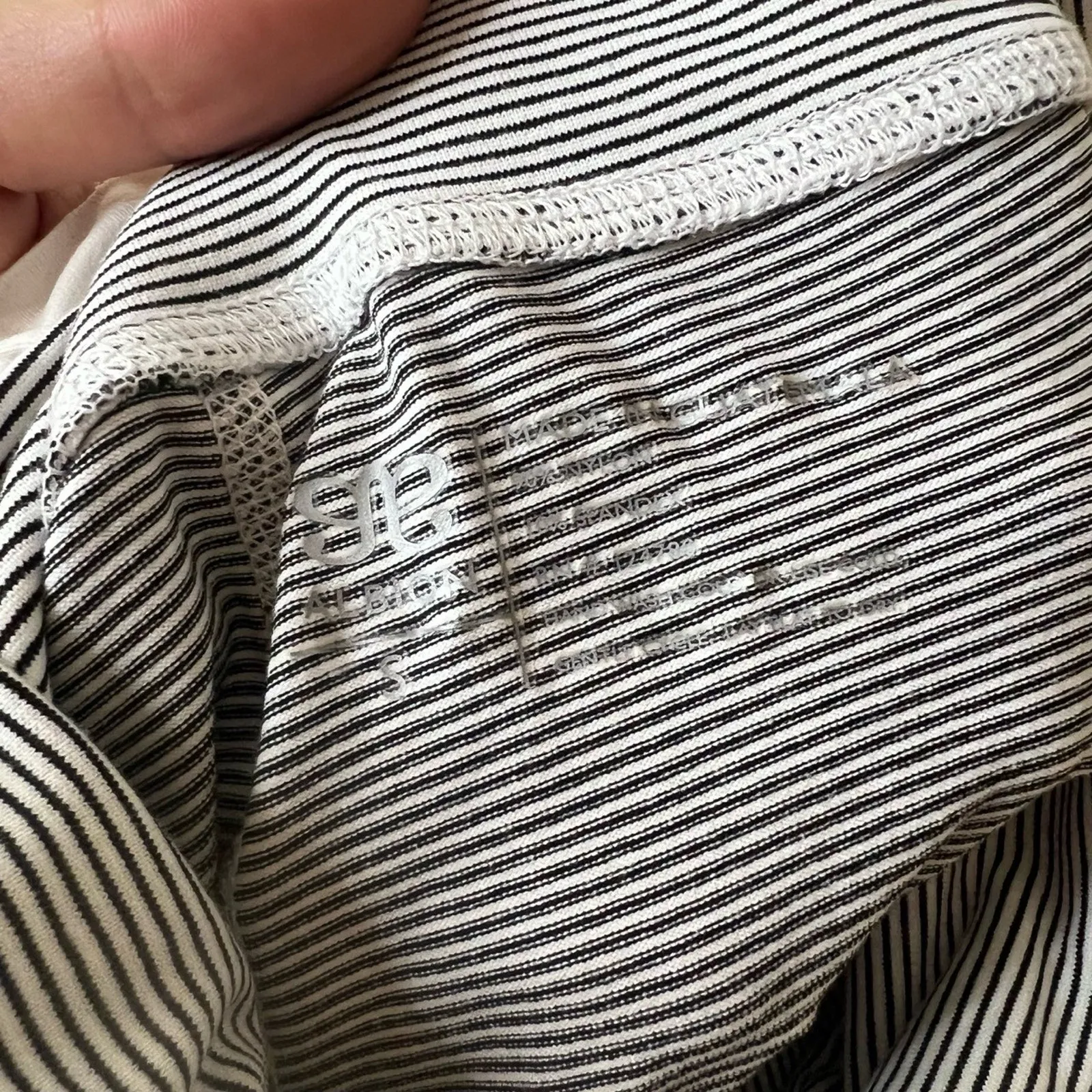 Albion Womens Small Cropped Leggings Black White Stripe High-Waist Ruffled - Image 5