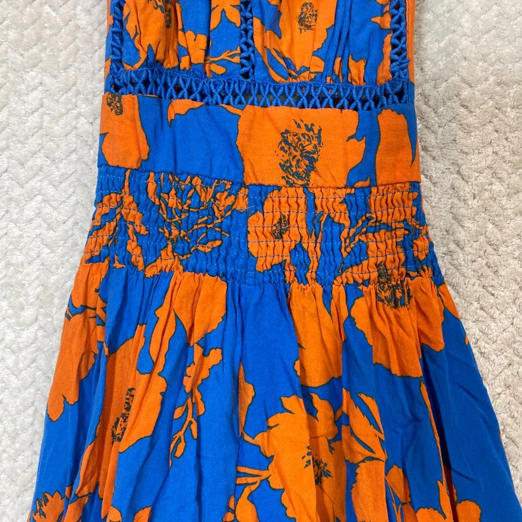 Anthropologie Abel the Label Charlie Blue Orange High Neck Backless Maxi Dress S - Image 7