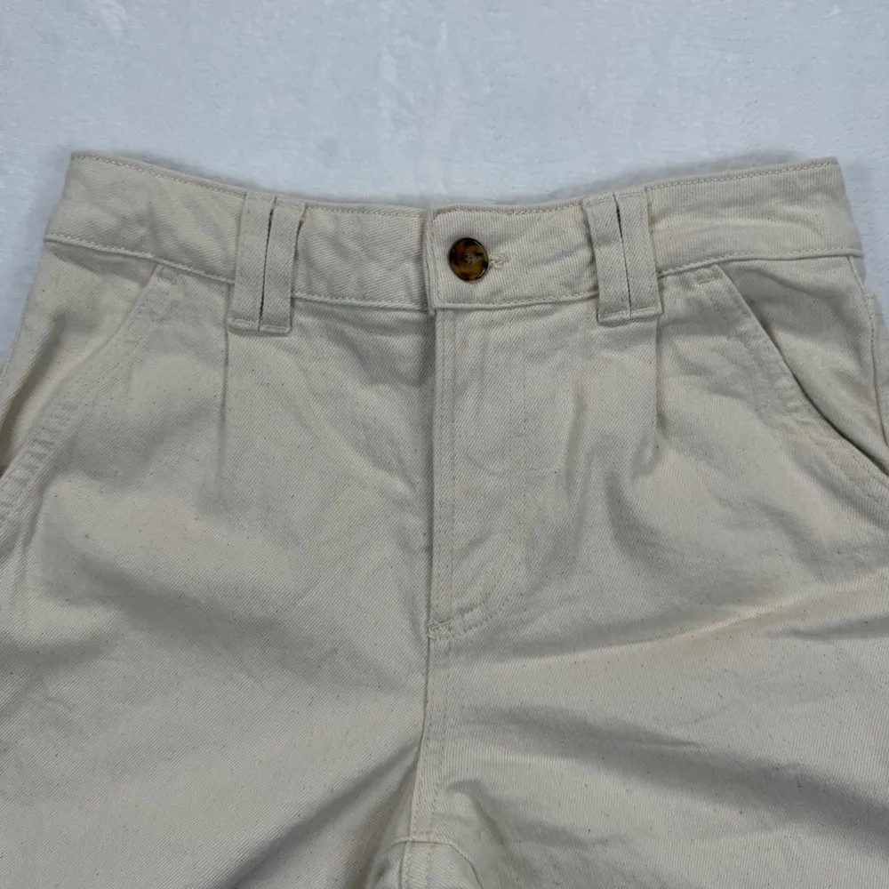 Sezane Pleated Trousers High Waist Straight Leg Beige Pants barrel jeans Size 26 Tan - Image 7