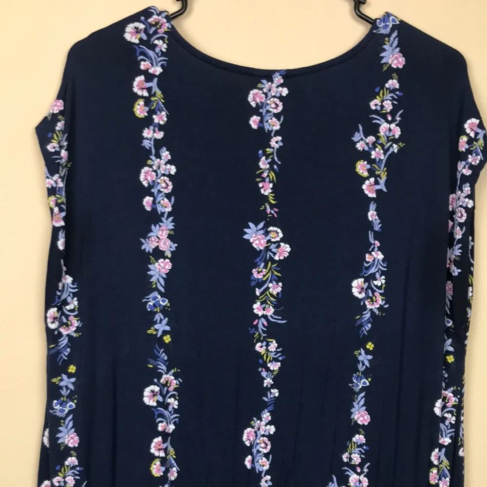 Lucky Brand Women’s Boho Floral Print V-Neck Short Sleeve Ruffle Hem Mini Dress - Image 6