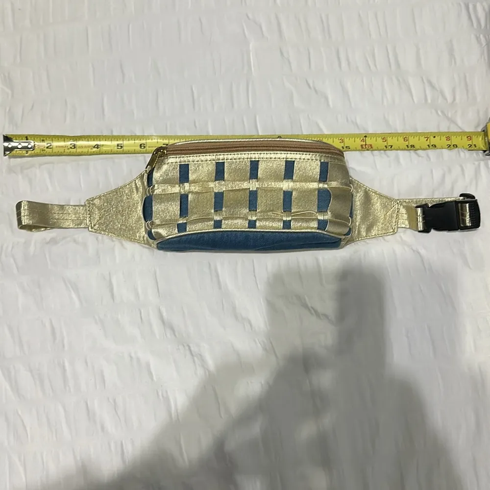 Denim and gold bum bag Blue - Image 5