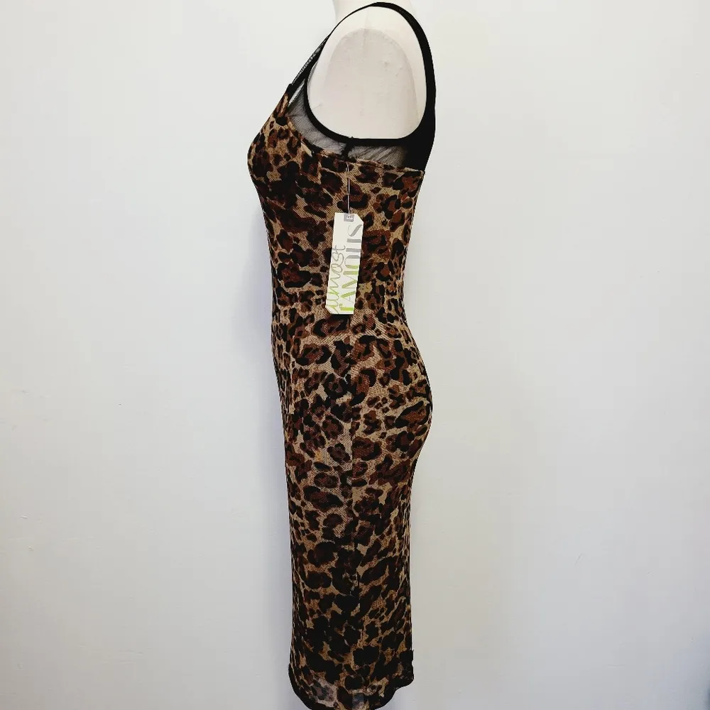 Zumiez Almost Famous leopard print mesh bodycon dress size small - Image 3