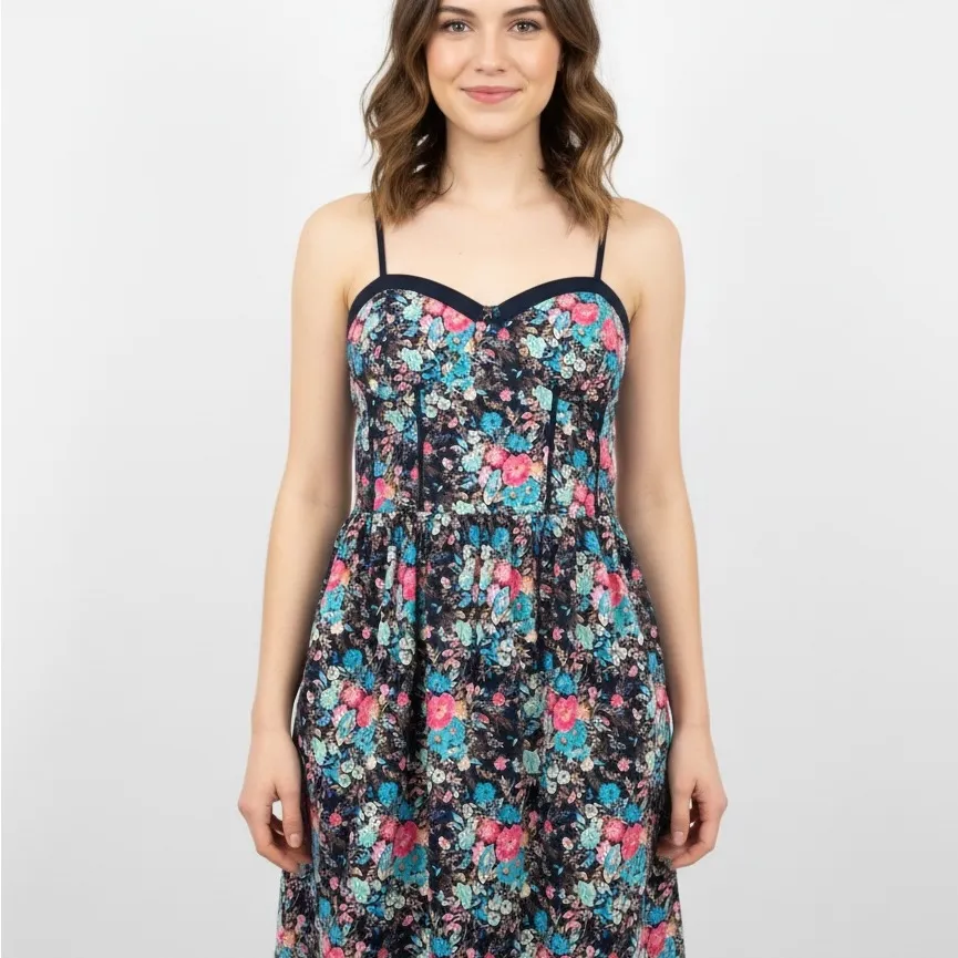 Band of Gypsies Floral Smocked Corset Mini Dress - Size Medium - Image 2