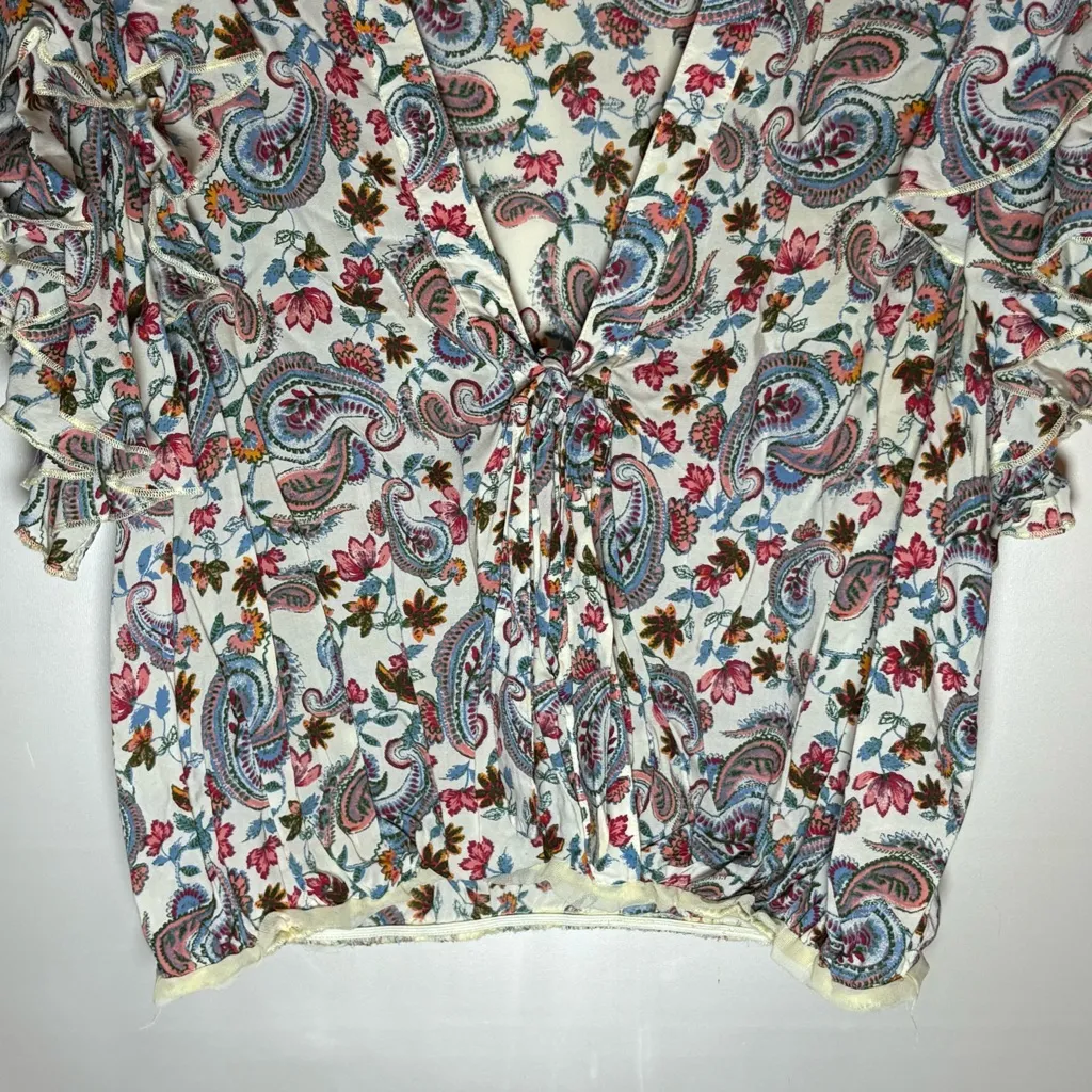 Free People Floral Paisley Blouse in Pink and Blue - Image 7