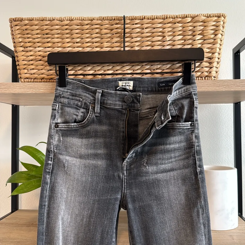 Citizens Of Humanity Carlie High Rise Skinny Gray Distressed Jeans, 26 - Image 6