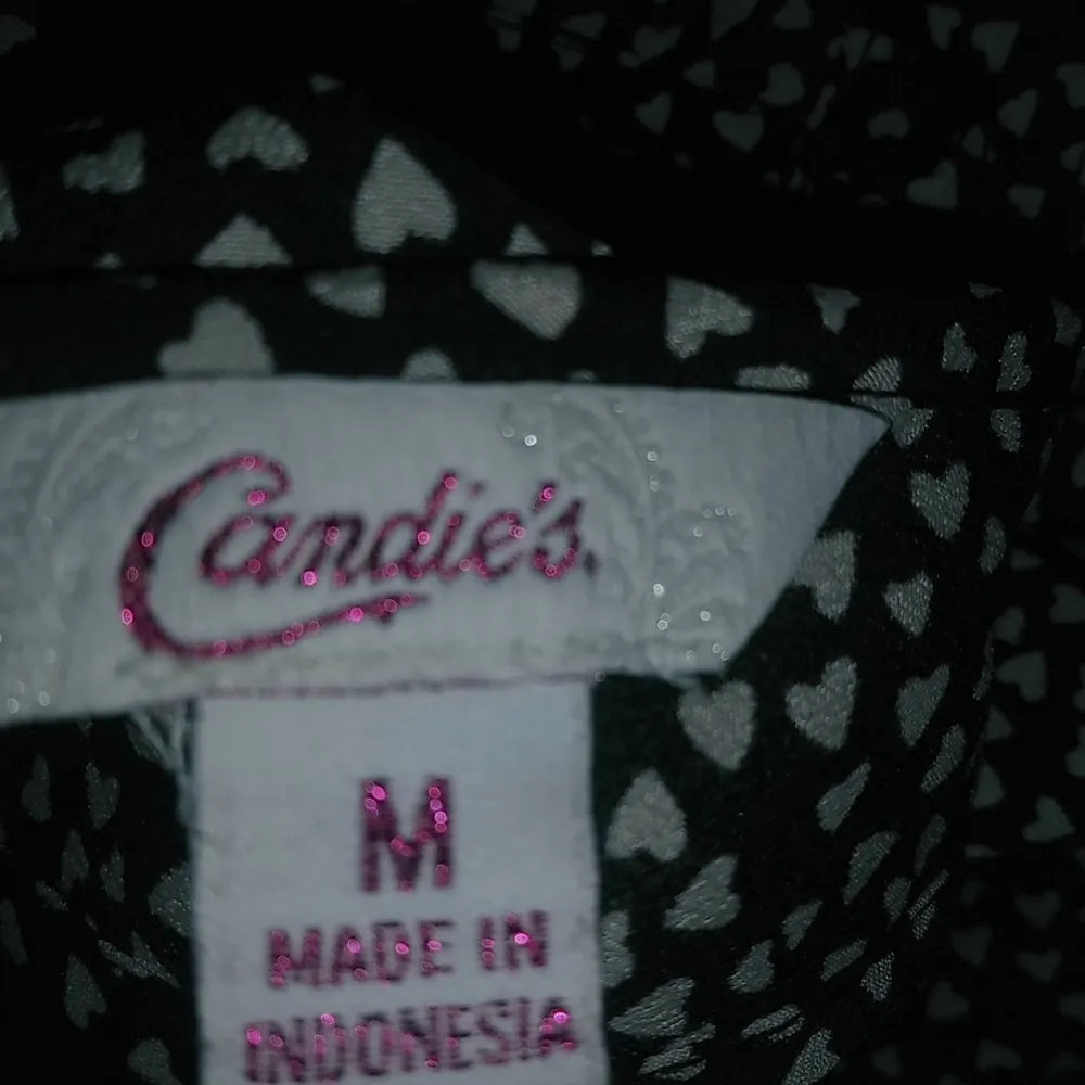 Candies M Hearts All Over Print Black Long Sleeved Feminine Top - Image 2