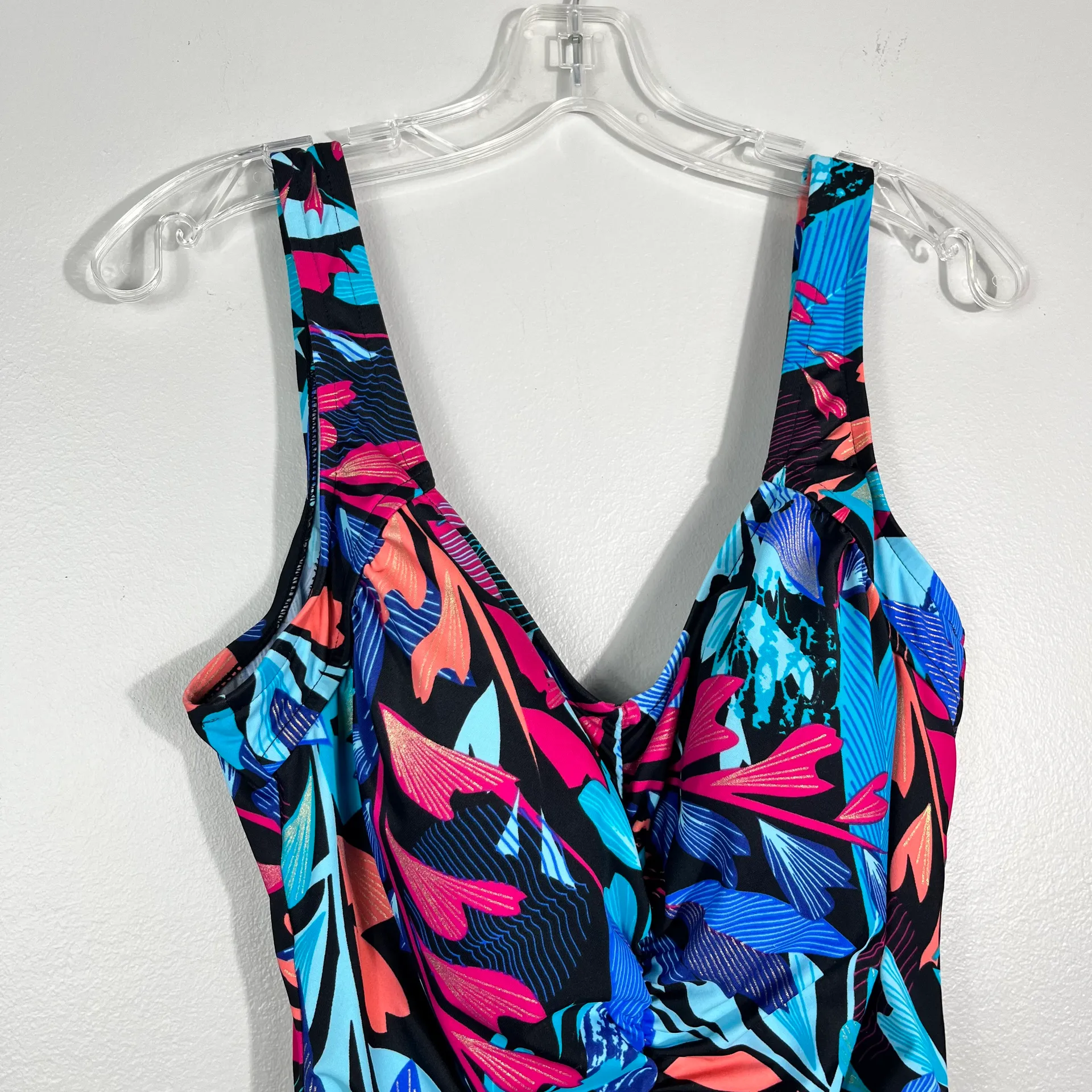 Maxine of Hollywood Colorful Floral Ruched Front One Piece Swimsuit Plus Size 16 - Image 3