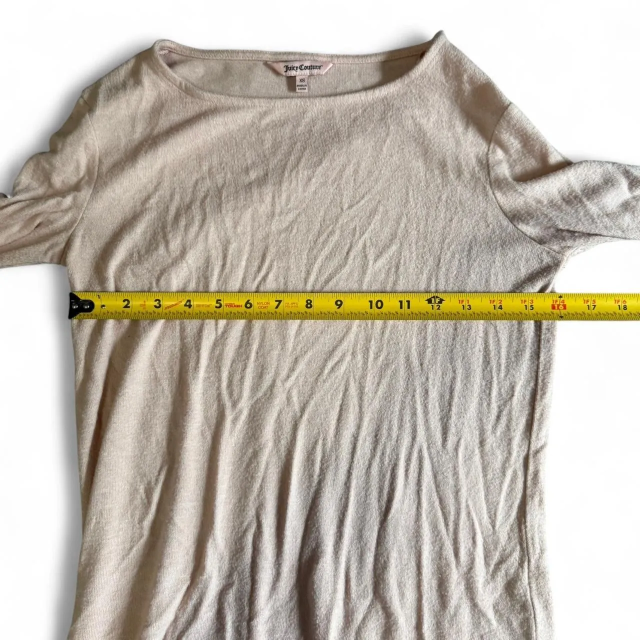 Juicy Couture Top Womens XS Pink Long Sleeve Boat Neck Ruched Flare Bow Cuff Y2K - Image 7